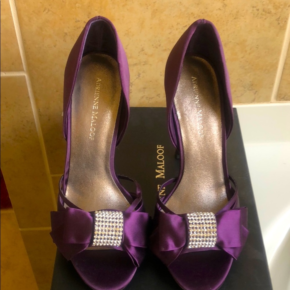 COPY - Adrienne Maloof purple satin high heels
